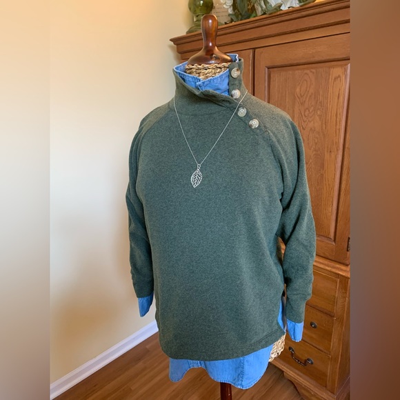 J. Crew Factory wide button collar sweatshirt - Picture 1 of 9